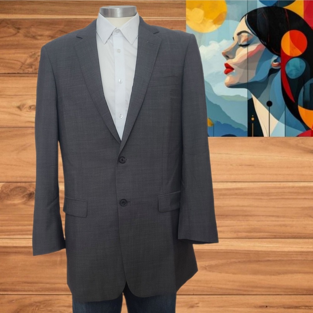 Kenneth‎ Cole Blazer Men's 39L Gray Wool Sport Coat Jacket